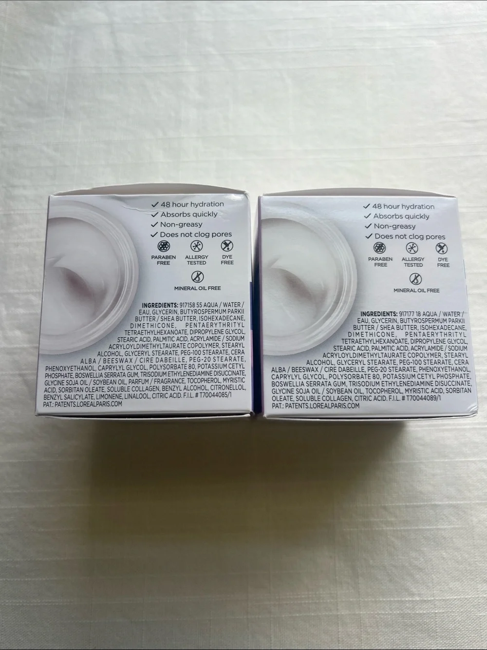 L'Oreal Paris Collagen Moisture Filler Daily Moisturizer Lot of 2 (Regular & Fra